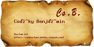 Csáky Benjámin névjegykártya